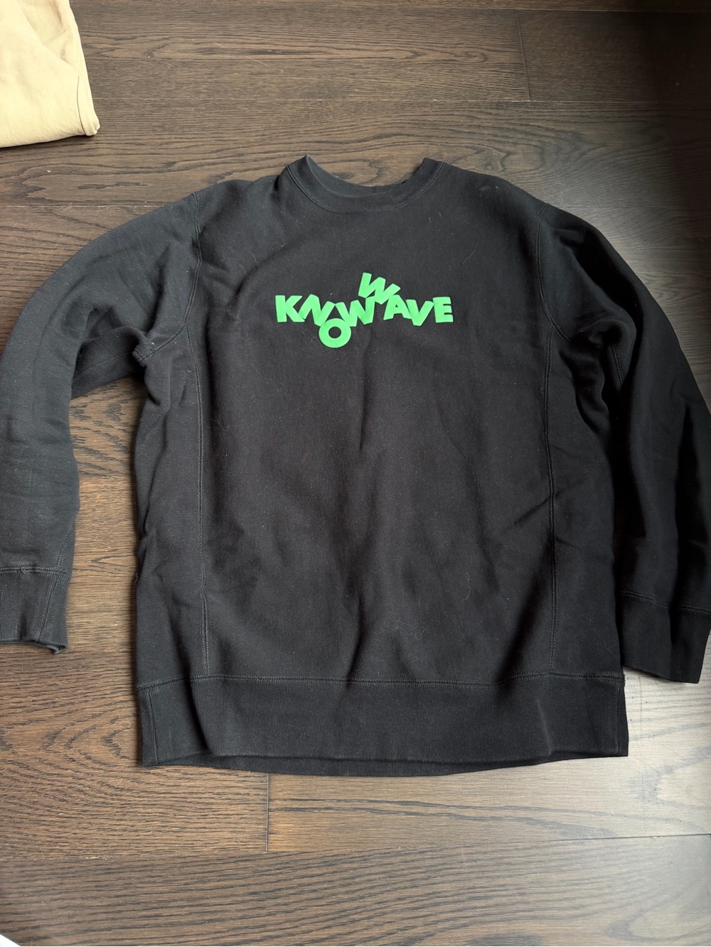 Black Crewneck Sweatshirt with Neon Green Logo